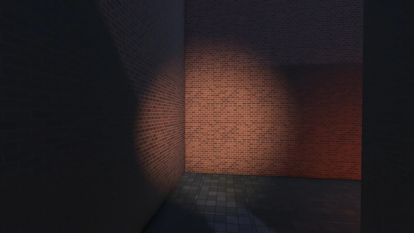 A haunted level of The Garden Maze lit only by the player's flashlight
