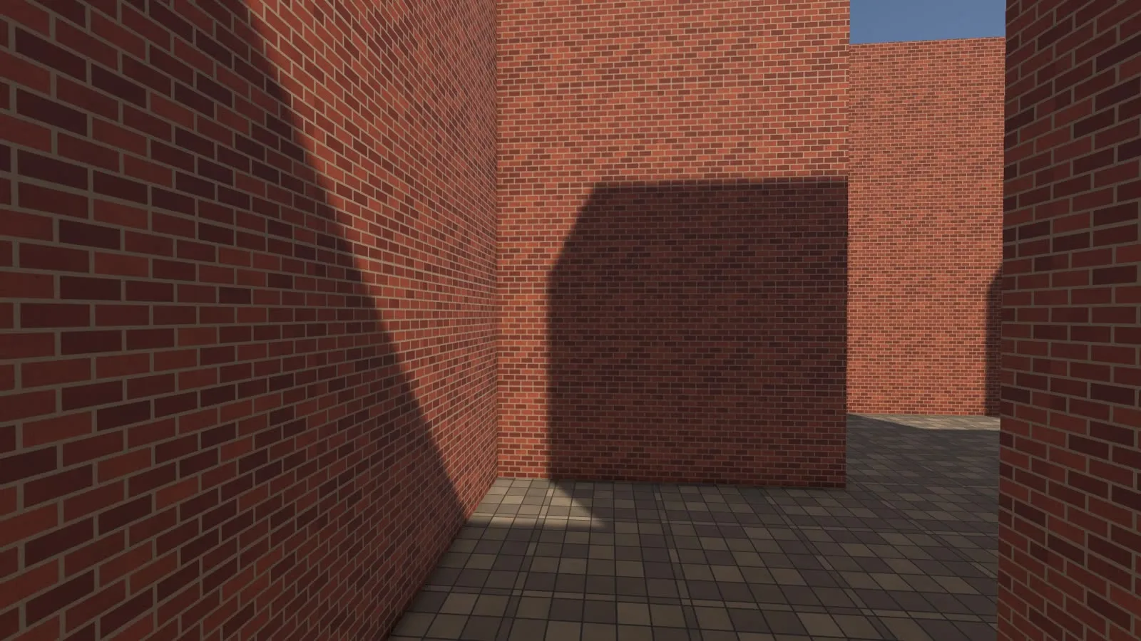 Walking through red brick corridors in The Garden Maze